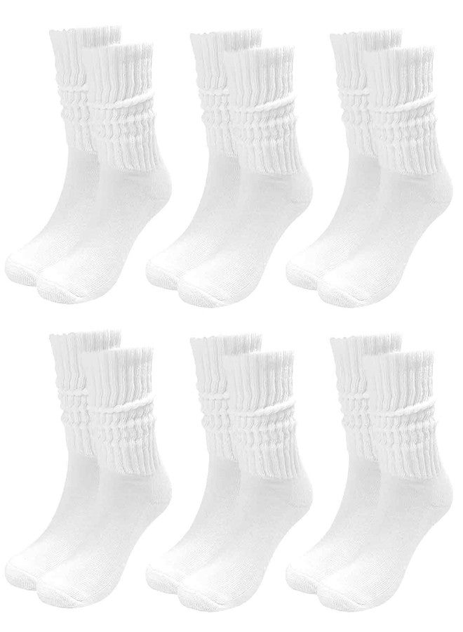 Gaahkai 6 Pairs High White Socks Women, Long Scrunch Tube Socks 5-8 Size - Image 1